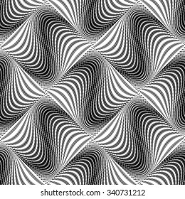 Design seamless monochrome dots pattern. Abstract waving background. Vector art. No gradient