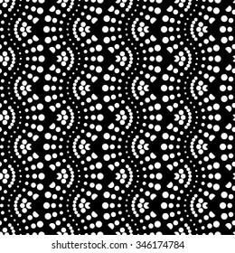 Design seamless monochrome dots pattern. Abstract waving background. Vector art. No gradient