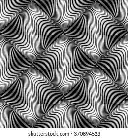 Design seamless monochrome dots pattern. Abstract waving background. Vector art. No gradient