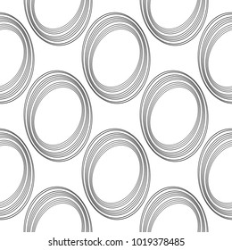 Design seamless monochrome ellipse pattern. Abstract lines textured background. Vector art. No gradient