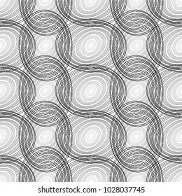 Design seamless monochrome ellipse pattern. Abstract lines textured background. Vector art. No gradient