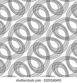 Design seamless monochrome ellipse pattern. Abstract lines textured background. Vector art. No gradient