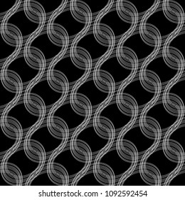 Design seamless monochrome ellipse pattern. Abstract lines textured background. Vector art. No gradient