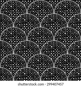Design seamless monochrome ellipse pattern. Abstract grid textured background. Vector art. No gradient