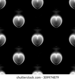 Design seamless monochrome ellipse pattern. Abstract striped textured background. Vector art. No gradient
