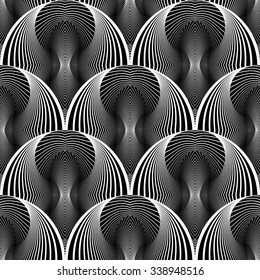 Design seamless monochrome ellipse pattern. Abstract geometric background. Vector art. No gradient