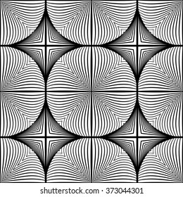 Design seamless monochrome ellipse pattern. Abstract lines textured background. Vector art. No gradient