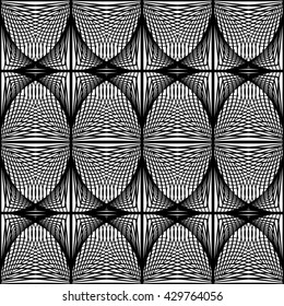 Design seamless monochrome ellipse pattern. Abstract grid textured background. Vector art. No gradient