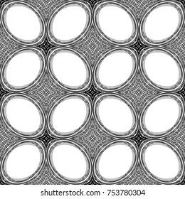 Design seamless monochrome ellipse pattern. Abstract lines textured background. Vector art. No gradient