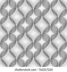 Design seamless monochrome ellipse pattern. Abstract lines textured background. Vector art. No gradient