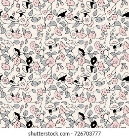 Design seamless monochrome floral pattern. Abstract decorative background. Vector art