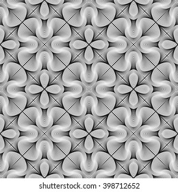 Design seamless monochrome flower pattern. Abstract lines textured background. Vector art. No gradient