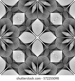 Design seamless monochrome flower pattern. Abstract decorative background. Vector art. No gradient