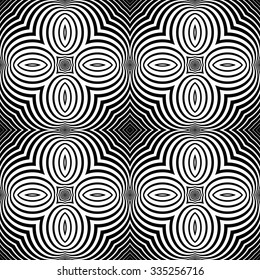 Design seamless monochrome geometric background. Abstract striped distortion pattern. Vector art. No gradient