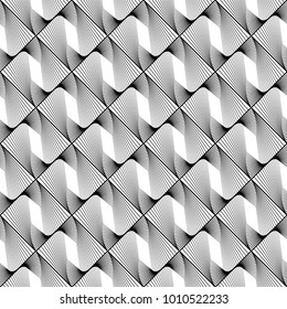 Design seamless monochrome geometric pattern. Abstract lines textured background. Vector art. No gradient
