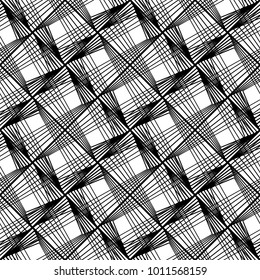 Design seamless monochrome geometric pattern. Abstract lines textured background. Vector art. No gradient