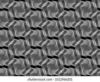 Design seamless monochrome geometric pattern. Abstract lines textured background. Vector art. No gradient