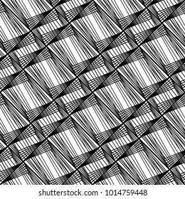 Design seamless monochrome geometric pattern. Abstract lines textured background. Vector art. No gradient