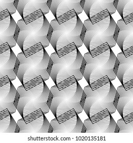 Design seamless monochrome geometric pattern. Abstract lines textured background. Vector art. No gradient