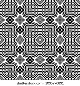 Design seamless monochrome geometric pattern. Abstract illusion background. Vector art. No gradient