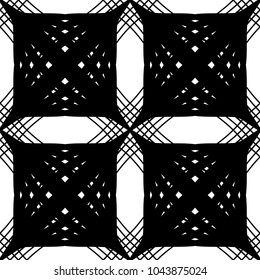 Design seamless monochrome geometric pattern. Abstract lines textured background. Vector art. No gradient