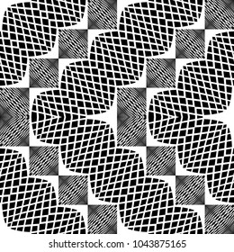 Design seamless monochrome geometric pattern. Abstract illusion background. Vector art. No gradient