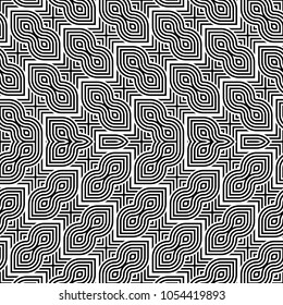 Design seamless monochrome geometric pattern. Abstract striped background. Vector art