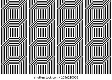 Design seamless monochrome geometric pattern. Abstract stripy background. Vector art