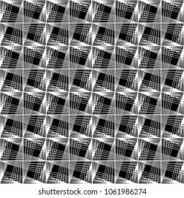 Design seamless monochrome geometric pattern. Abstract lines textured background. Vector art. No gradient