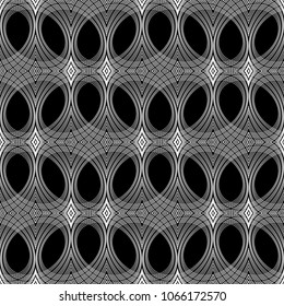 Design seamless monochrome geometric pattern. Abstract lines textured background. Vector art. No gradient