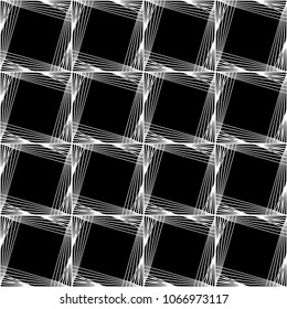 Design seamless monochrome geometric pattern. Abstract lines textured background. Vector art. No gradient
