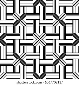 Design seamless monochrome geometric pattern. Abstract background. Vector art