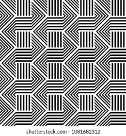 Design seamless monochrome geometric pattern. Abstract stripy background. Vector art