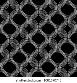 Design seamless monochrome geometric pattern. Abstract lines textured background. Vector art. No gradient