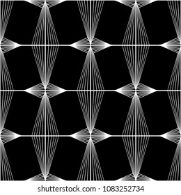 Design seamless monochrome geometric pattern. Abstract lines textured background. Vector art. No gradient