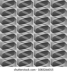 Design seamless monochrome geometric pattern. Abstract lines textured background. Vector art. No gradient