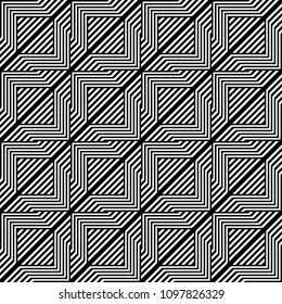 Design seamless monochrome geometric pattern. Abstract background. Vector art