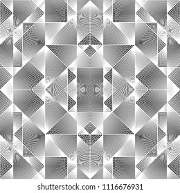 Design seamless monochrome geometric pattern. Abstract illusion background. Vector art. No gradient