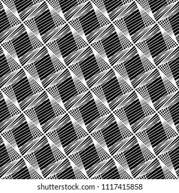 Design seamless monochrome geometric pattern. Abstract lines textured background. Vector art. No gradient