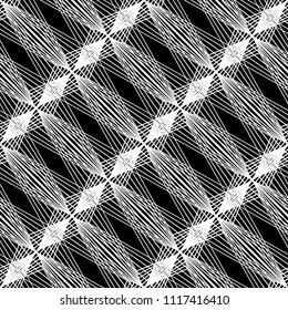 Design seamless monochrome geometric pattern. Abstract lines textured background. Vector art. No gradient