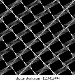 Design seamless monochrome geometric pattern. Abstract lines textured background. Vector art. No gradient