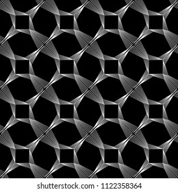 Design seamless monochrome geometric pattern. Abstract lines textured background. Vector art. No gradient
