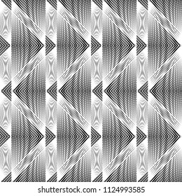 Design seamless monochrome geometric pattern. Abstract illusion background. Vector art. No gradient