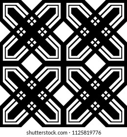Design seamless monochrome geometric pattern. Abstract background. Vector art