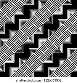 Design seamless monochrome geometric pattern. Abstract stripy background. Vector art