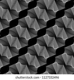 Design seamless monochrome geometric pattern. Abstract lines textured background. Vector art. No gradient