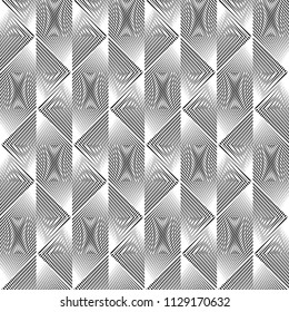 Design seamless monochrome geometric pattern. Abstract illusion background. Vector art. No gradient