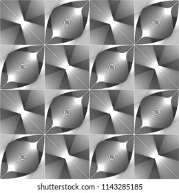 Design seamless monochrome geometric pattern. Abstract lines textured background. Vector art. No gradient