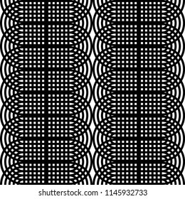 Design seamless monochrome geometric pattern. Abstract lines textured background. Vector art