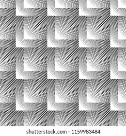 Design seamless monochrome geometric pattern. Abstract illusion background. Vector art. No gradient